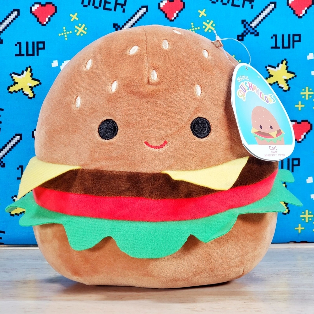 Squishmallow Carl the Cheeseburger 8" UltraSoft Stuffed Food Plush Toy NWT